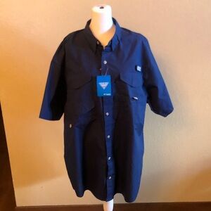 Columbia Men's Navy Bonehead Rear Vented Button Down Shirt
